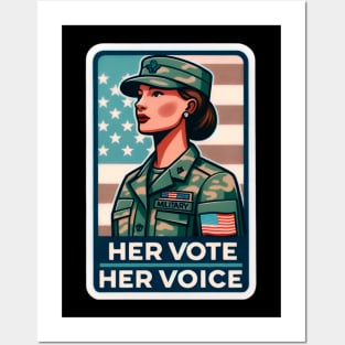 Her Vote, Her Voice - Patriotic Military Female in Politics Posters and Art